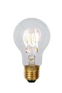 Lucide A60 - Filament lamp - Ø 6 cm - LED Dimb. - E27 - 1x4,9W 2700K - Transparant aangezet