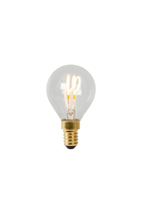 Lucide P45 - Ampoule filament - Ø 4,5 cm - LED Dim. - E14 - 1x3W 2700K - Transparent - allumé