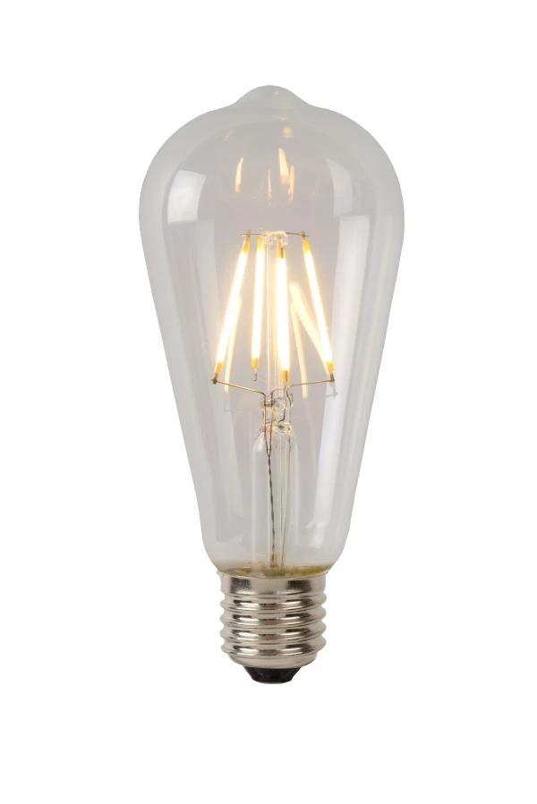 Lucide ST64 Class A - Filament lamp - Ø 6,4 cm - LED - E27 - 1x7W 2700K - Transparant - aangezet