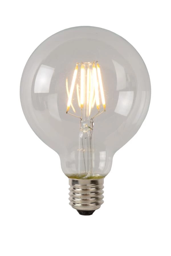 Lucide G80 Class B - Filament lamp - Ø 8 cm - LED Dimb. - E27 - 1x7W 2700K - Transparant - aangezet