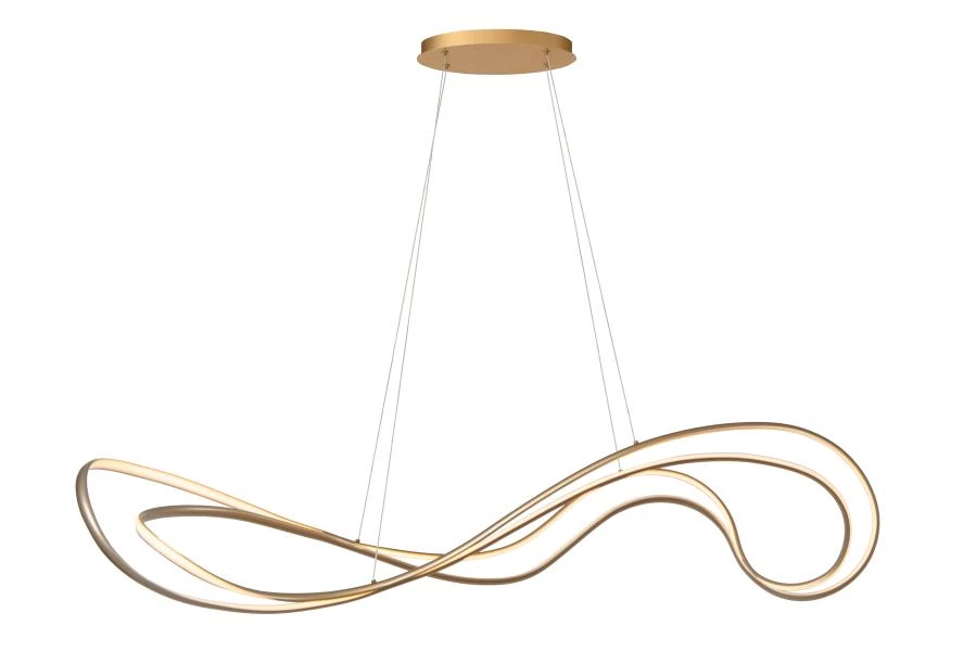 Lucide Premium SARDANA - Pendant light - LED Dim. - 1x54W 2700K - Matt Gold / Brass - turned on 2