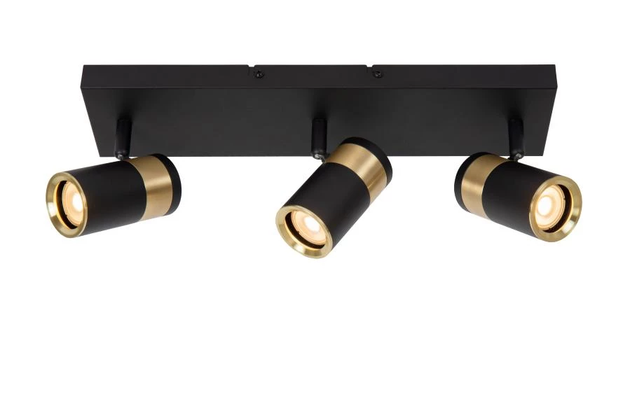 Lucide GORIK - Ceiling spotlight - 3xGU10 - Black - turned on