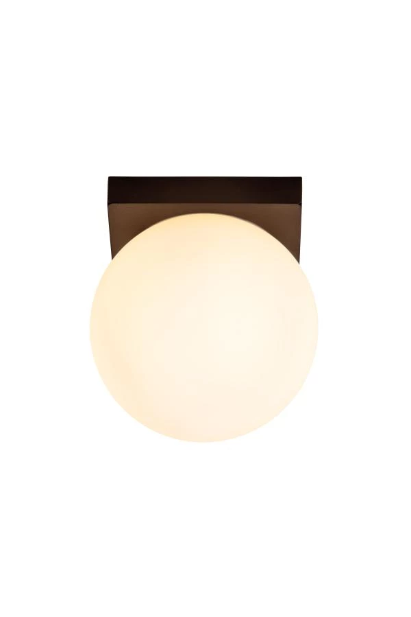 Lucide TASSA - Plafonnier Salle de bains - Ø 13,5 cm - LED Dim to warm - 1x12W 1800K/3000K - IP40 - Noir - allumé