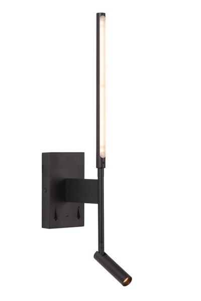 Lucide FINAN - Wall light - LED - 2700K - With USB charging point - Black