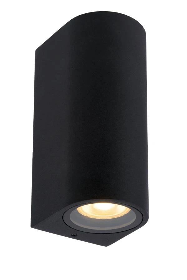 Lucide ZARO - Wall spotlight / Wall light Indoor/Outdoor - 2xGU10 - IP44 - Black - turned on