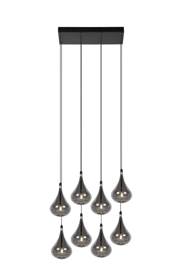 Lucide TEARS - Pendant light - LED Dim. - G4 - 8x1,5W 3000K - Black - turned on