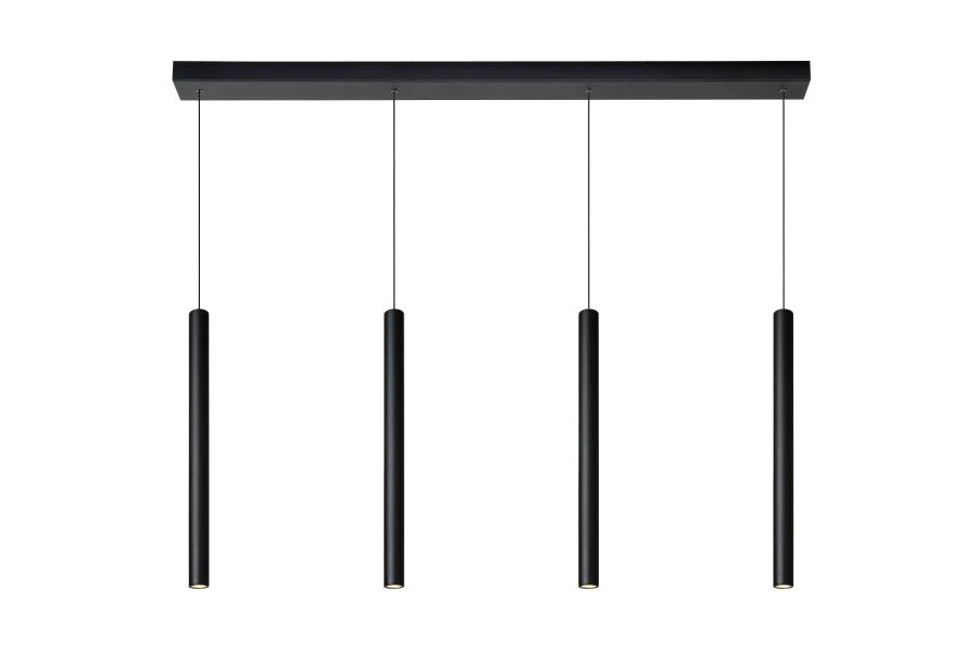 Lucide LORENZ - Hanglamp - LED Dimb. - 4x4W 3000K - Zwart - aangezet