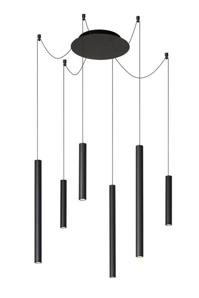 Lucide LORENZ - Pendelleuchten - Ø 120 cm - LED Dim. - 6x4W 3000K - Schwarz