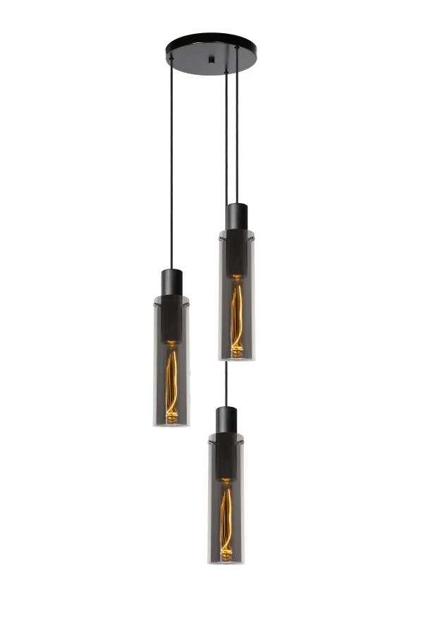 Lucide ORLANDO - Suspension - Ø 32 cm - 3xE27 - Fumé - allumé 5