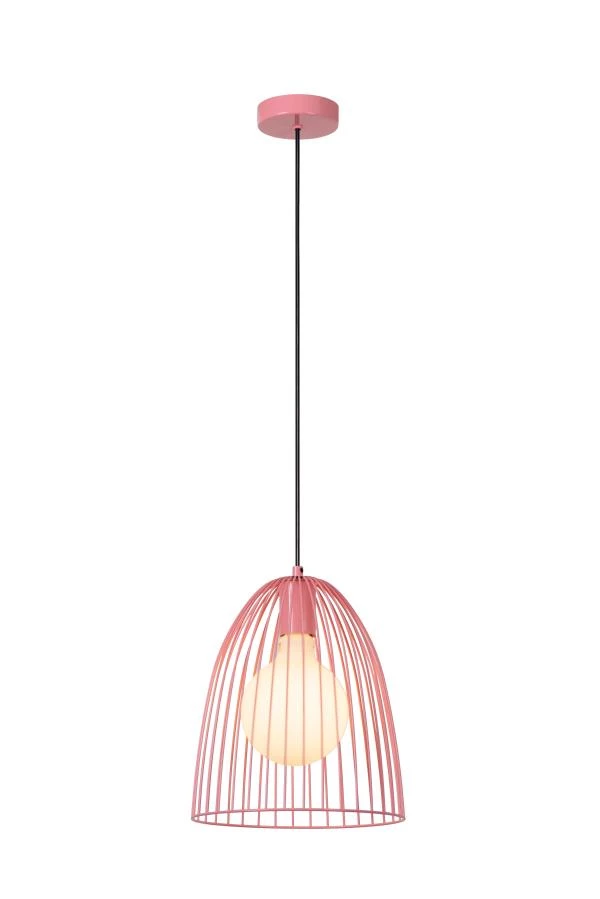 Lucide MACARONS - Hanglamp - Ø 24,5 cm - 1xE27 - Roze - aangezet 6