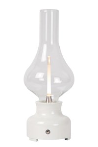 Lucide JASON - Oplaadbare Tafellamp - Accu/Batterij - Ø 12 cm - LED 3 StepDim - 1x2W 3000K - Wit aangezet 1