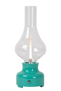 Lucide JASON - wiederaufladbare Tischlampe - Akku/Batterie - Ø 12 cm - LED 3 StepDim - 1x2W 3000K - Türkis eingeschaltet 7