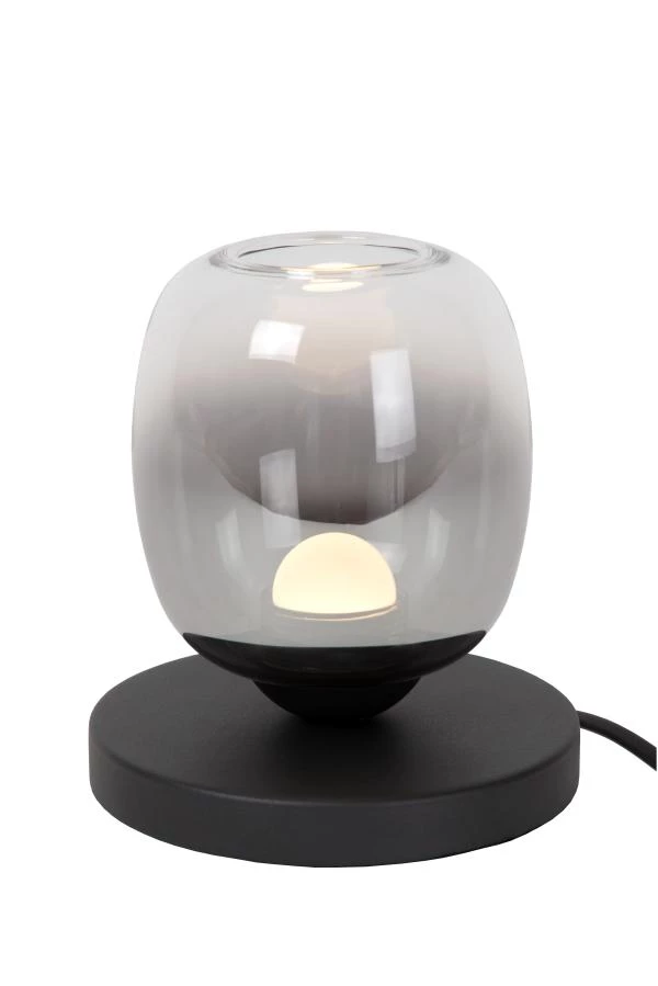 Lucide TAMINO - Lampe de table - Ø 15 cm - LED - 1x6W 3000K - Noir - allumé