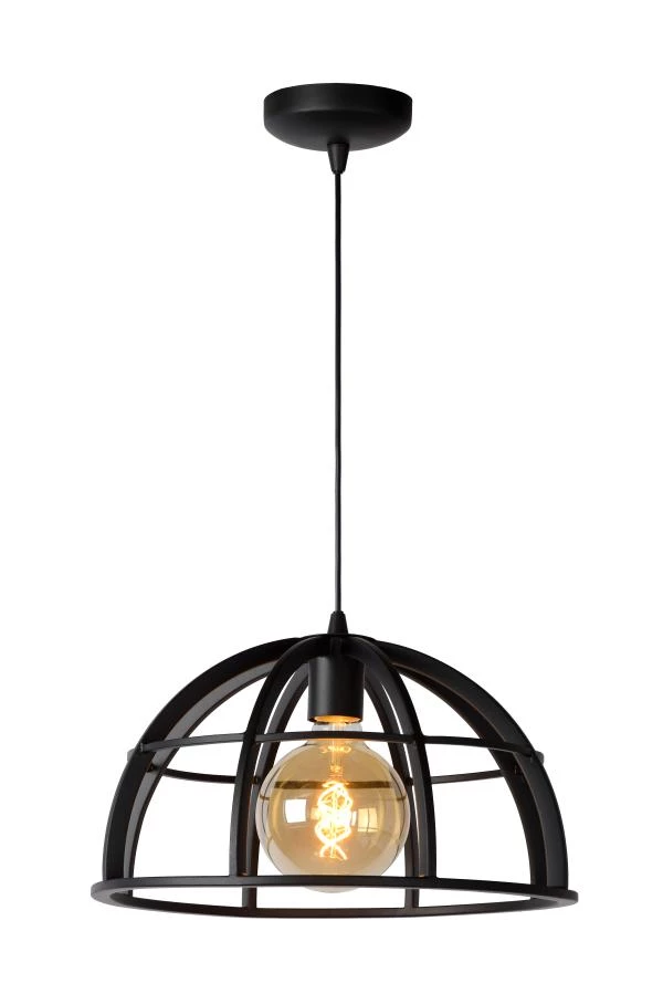 Lucide DIKRA - Suspension - Ø 40 cm - 1xE27 - Noir - allumé