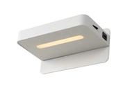 Lucide ATKIN - Bedside lamp / Wall light - LED - 1x6W 3000K - With USB charging point - White turned on 1