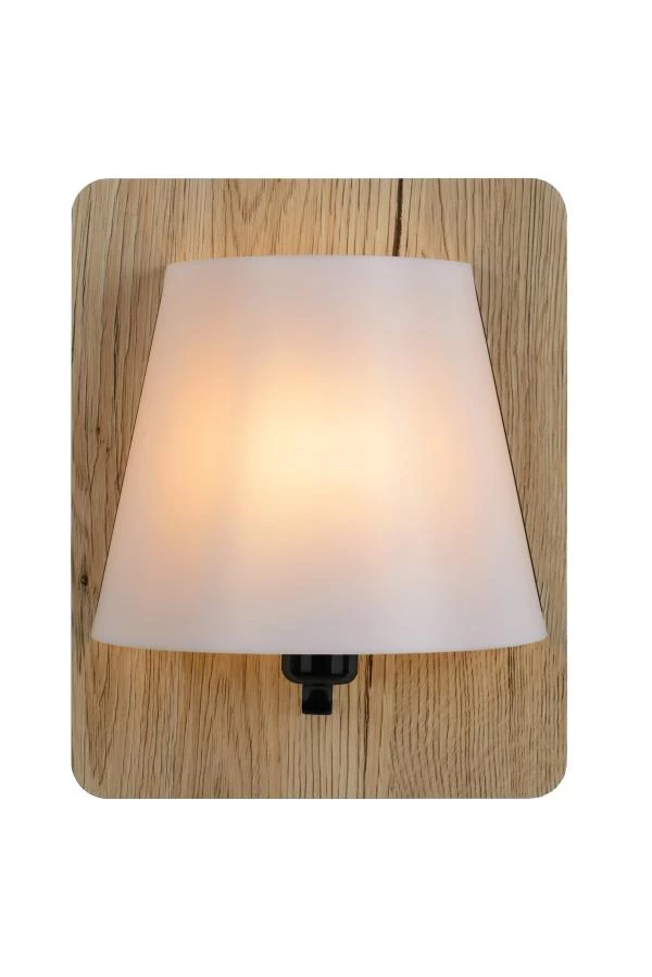 Lucide IDAHO - Wall light - 1xE14 - Light wood - turned on 6