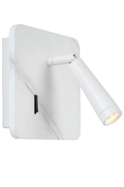 Lucide OREGON - Bedside lamp / Wall light - LED - 1x4W 3000K - With USB charging point - White