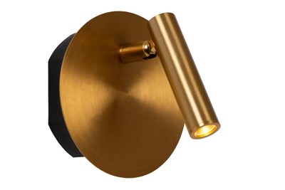 Lucide JOLIJN - Lámpara de cabecera / Lámpara de pared Recargable - Batería/acumulador - Ø 10,2 cm - LED - 1x2W 3000K - Magnético - Oro mate / Latón