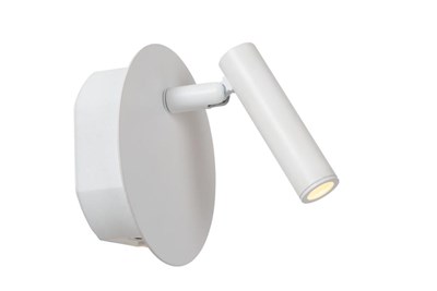 Lucide JOLIJN - Lámpara de cabecera / Lámpara de pared Recargable - Batería/acumulador - Ø 10,2 cm - LED - 1x2W 3000K - Magnético - Blanco