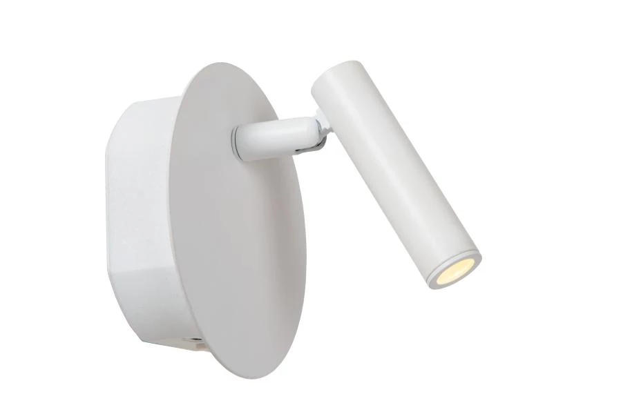 Lucide JOLIJN - wiederaufladbare Bettlampe / Wandleuchte - Akku/Batterie - Ø 10,2 cm - LED - 1x2W 3000K - Magnetisch - Weiß - eingeschaltet 1