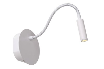 Lucide JOLIJN - Lámpara de cabecera / Lámpara de pared Recargable - Batería/acumulador - Ø 11 cm - LED - 1x2W 3000K - Magnético - Blanco