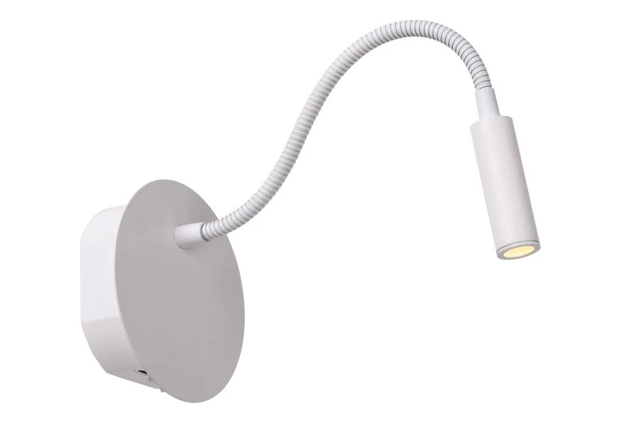 Lucide JOLIJN - Rechargeable Bedside lamp / Wall light - Battery pack - Ø 11 cm - LED - 1x2W 3000K - Magnetic - White - turned on 1