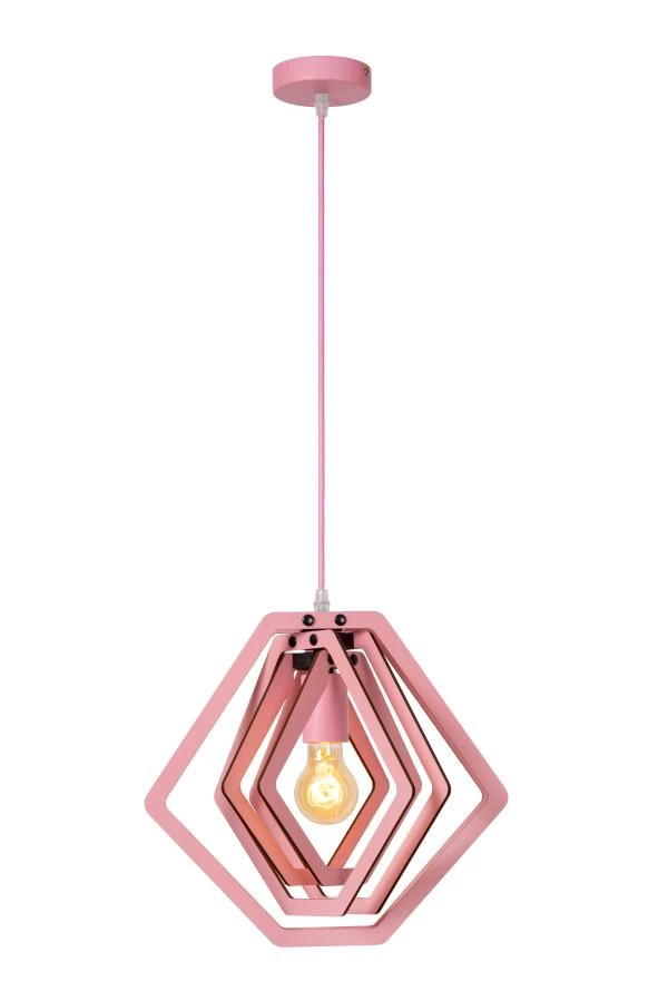 Lucide MAURO - Suspension Chambres d'enfant - 1xE27 - Rose - allumé 6