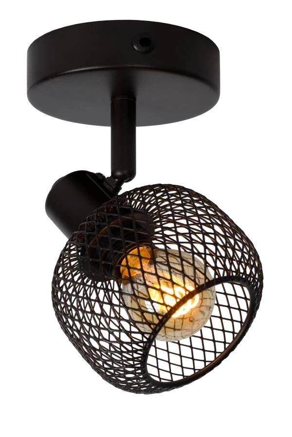 Lucide MAREN - Ceiling spotlight - 1xE14 - Black - turned on