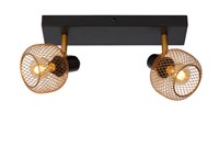 Lucide MAREN - Ceiling spotlight - 2xE14 - Matt Gold / Brass turned on 2