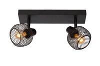 Lucide MAREN - Ceiling spotlight - 2xE14 - Black turned on