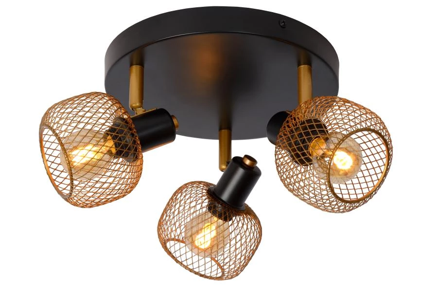 Lucide MAREN - Ceiling spotlight - Ø 37 cm - 3xE14 - Matt Gold / Brass - turned on 2