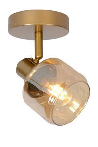 Lucide BJORN - Ceiling spotlight - 1xE14 - Matt Gold / Brass turned on 2