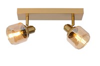 Lucide BJORN - Ceiling spotlight - 2xE14 - Matt Gold / Brass turned on 2