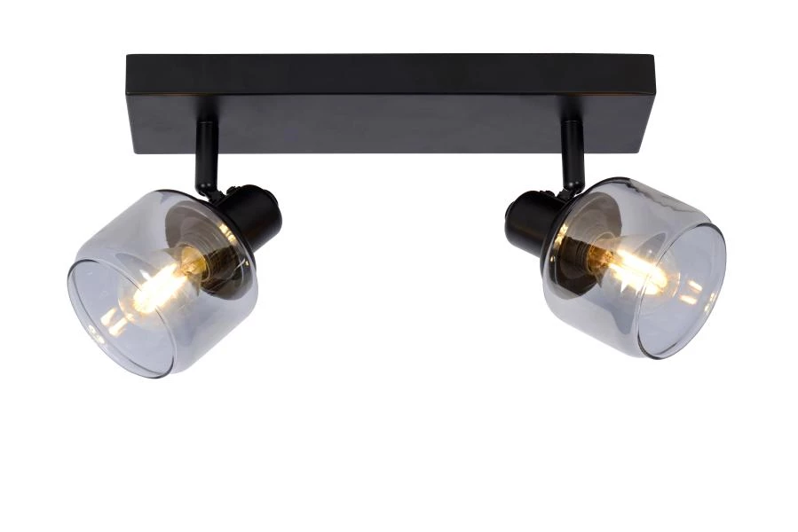 Lucide BJORN - Ceiling spotlight - 2xE14 - Black - turned on