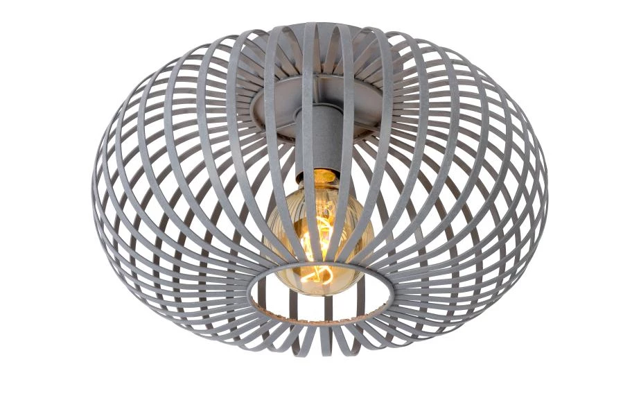 Lucide MANUELA - Flush ceiling light - Ø 39,5 cm - 1xE27 - Grey - turned on 6