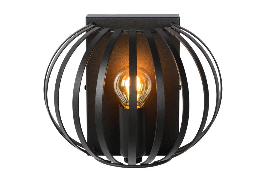 Lucide MANUELA - Wall light - 1xE14 - Black - turned on