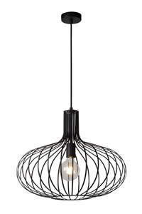 Lucide MANUELA - Pendant light - Ø 50 cm - 1xE27 - Black turned on