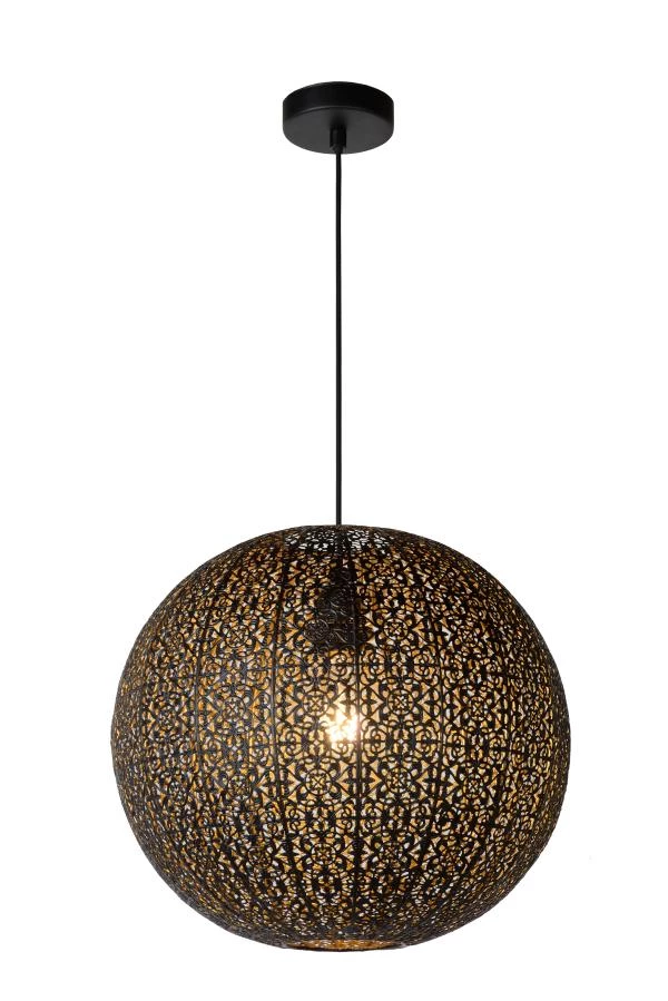 Lucide TAHAR - Pendant light - 1xE27 - Black - turned on