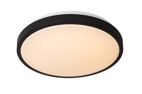 Lucide DASHER - Plafonnier Salle de bains - Ø 34,8 cm - LED - 1x18W 2700K - IP44- Détecteur De Mouvement & Jour/Nuit - Noir allumé