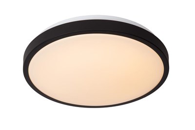 Lucide DASHER - Plafonnier Salle de bains - Ø 34,8 cm - LED - 1x18W 2700K - IP44- Détecteur De Mouvement & Jour/Nuit - Noir