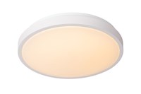 Lucide DASHER - Plafonnier Salle de bains - Ø 34,8 cm - LED - 1x18W 2700K - IP44- Détecteur De Mouvement & Jour/Nuit - Blanc allumé 1