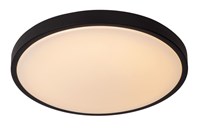 Lucide DASHER - Plafonnier Salle de bains - Ø 41 cm - LED - 1x24W 2700K - IP44- Détecteur De Mouvement & Jour/Nuit - Noir allumé