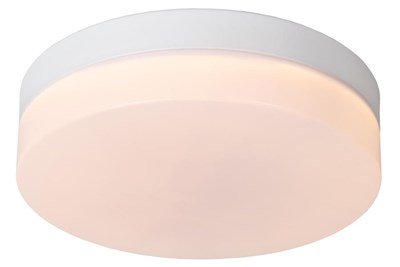 Lucide BISKIT - Plafonnier Salle de bains - Ø 23 cm - LED - 1x12W 2700K - IP44- Détecteur De Mouvement & Jour/Nuit - Blanc