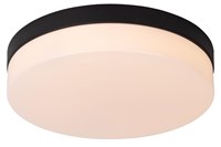 Lucide BISKIT - Plafonnier Salle de bains - Ø 28 cm - LED - 1x18W 2700K - IP44- Détecteur De Mouvement & Jour/Nuit - Noir allumé