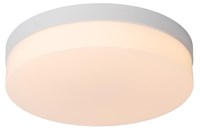 Lucide BISKIT - Plafonnier Salle de bains - Ø 28 cm - LED - 1x18W 2700K - IP44- Détecteur De Mouvement & Jour/Nuit - Blanc allumé 1