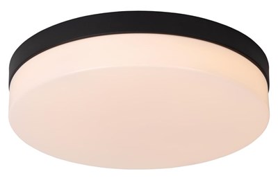 Lucide BISKIT - Plafonnier Salle de bains - Ø 34,5 cm - LED - 1x24W 2700K - IP44- Détecteur De Mouvement & Jour/Nuit - Noir