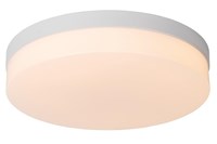 Lucide BISKIT - Flush ceiling light Bathroom - Ø 34,5 cm - LED - 1x24W 2700K - IP44 - Motion & Day/Night Sensor - White turned on 1