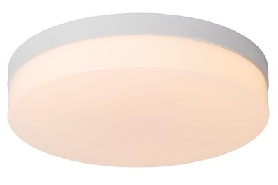 Lucide BISKIT - Plafonnier Salle de bains - Ø 34,5 cm - LED - 1x24W 2700K - IP44- Détecteur De Mouvement & Jour/Nuit - Blanc