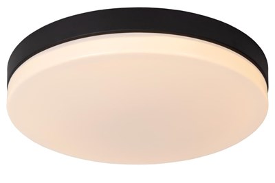 Lucide BISKIT - Plafonnier Salle de bains - Ø 40 cm - LED - 1x36W 2700K - IP44- Détecteur De Mouvement & Jour/Nuit - Noir