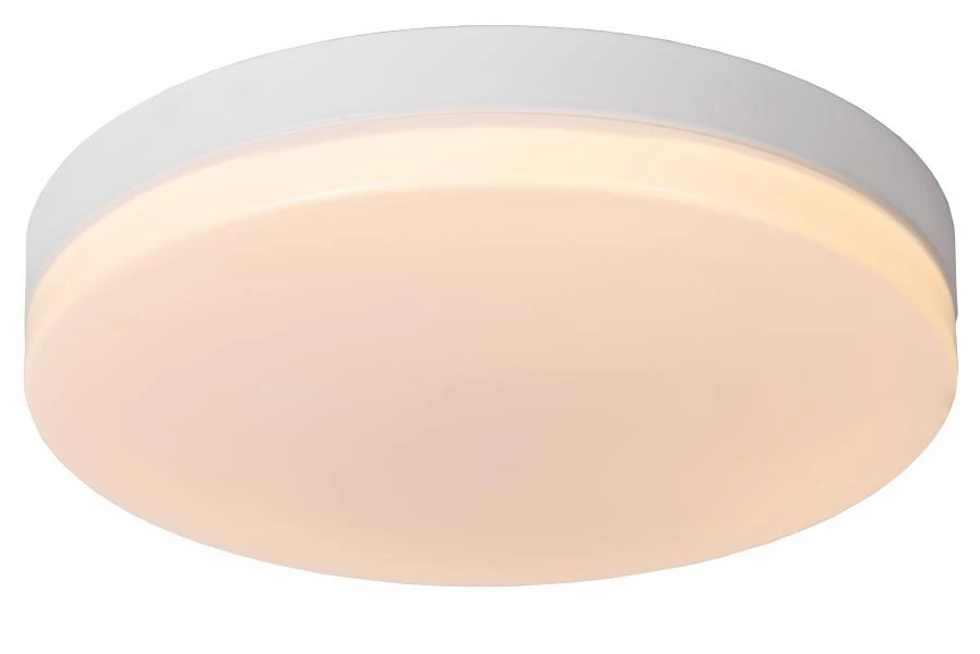 Lucide BISKIT - Flush ceiling light Bathroom - Ø 40 cm - LED - 1x36W 2700K - IP44 - Motion & Day/Night Sensor - White - turned on 1